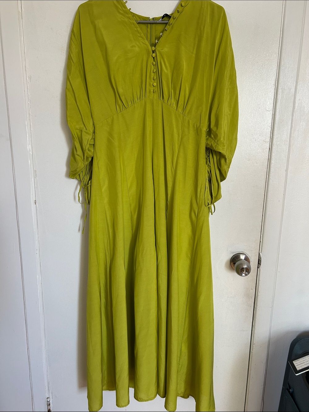 & Other Stories Lime Green Button-Front Maxi Dress